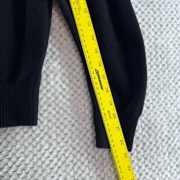 COMO BOCA Sweater Womens S Black Flower Cashmere Rib Crew Neck Long Sleeve - Picture 7 of 10